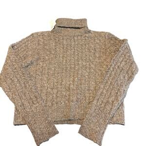 Francesca’s NWT Miami Brown Cropped Turtleneck Sweater L Soft Knit Cozy Fall